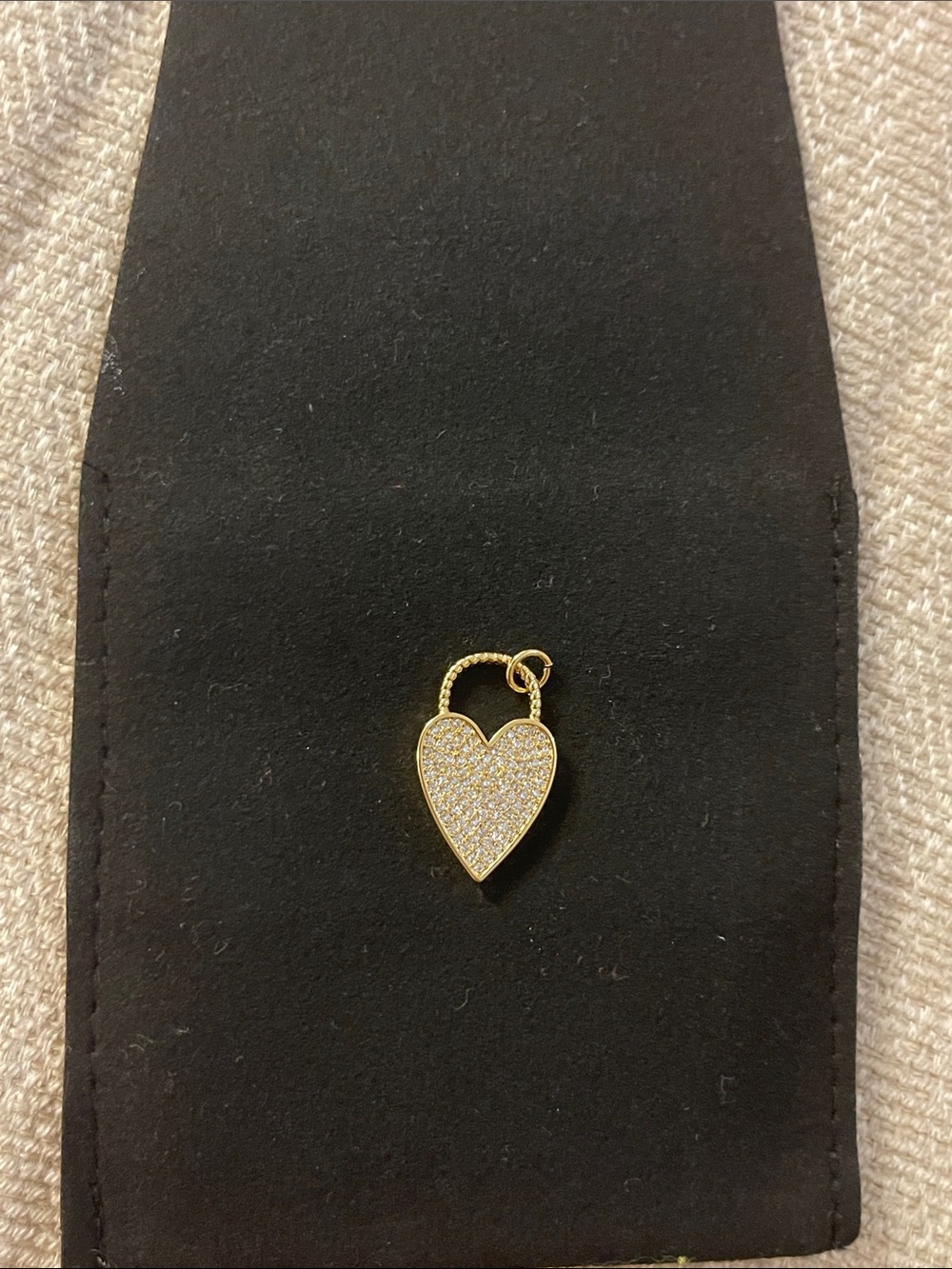 Gold Heart Pavé Charm Pendant - Women Jewelry